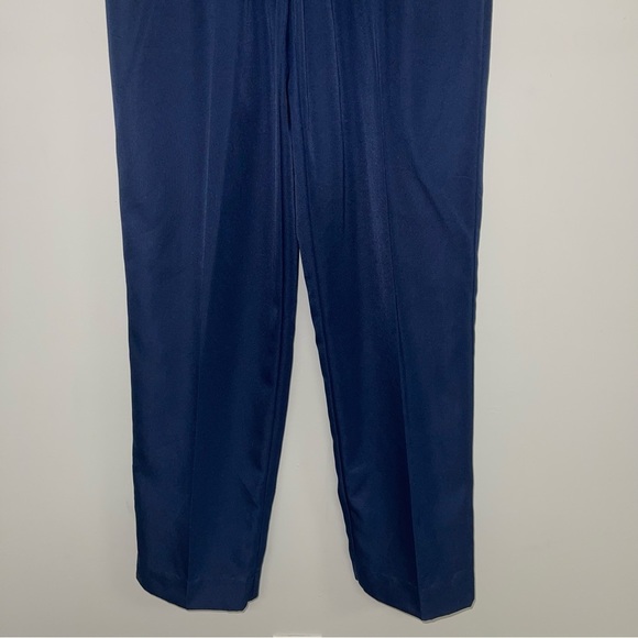 Alfred Dunner Vintage Trousers Size Small Navy Blue High Waisted Belted Pleated - Picture 4 of 8